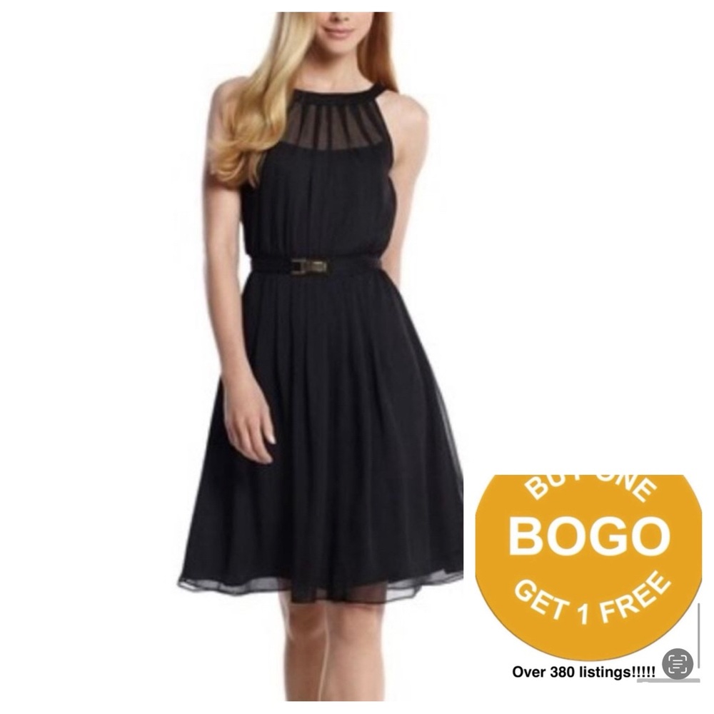 White House Black Market Button back chiffon halter dress Size 6 - Picture 1 of 11